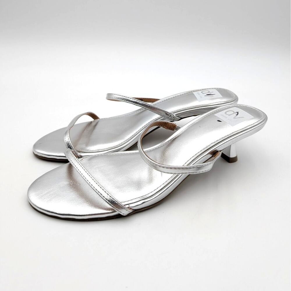 DV Dolce Vita Darcee Kitten Heel Dress Sandals Women's Silver Size US8.5 EU39